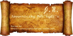 Javorniczky Mátyás névjegykártya